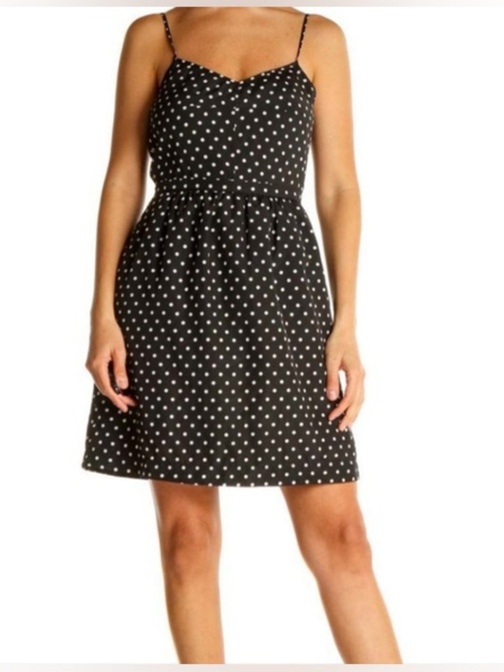 J.Crew Black White Polka Dot Cami Mini Dress Size 00 Pockets